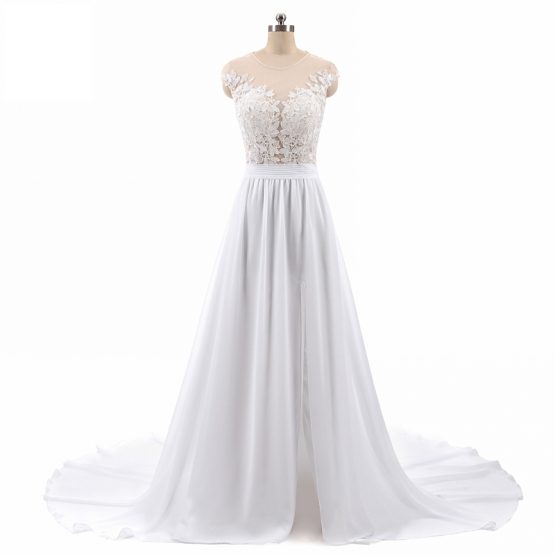 Elegant Long A-Line Chiffon Wedding Dress