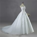Elegant Long Floral Lace Wedding Dress